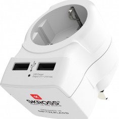 Adaptor priza Skross 1.500280 SHUKO - UK cu 2x USB