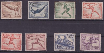 Deutsche Reich 1936-Olimpiada de vara-serie de 8 timbre cu SARNIERA foto