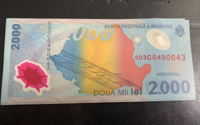 bancnota 2000 lei Eclipsa solara 1999 UNC necirculata foto