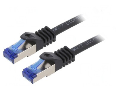 Patch cord S/FTP CAT6a Cu LSZH Negru 0.25m foto
