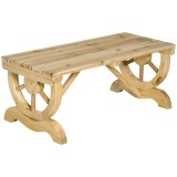 Outsunny Bancă de Grădină cu 2 Locuri, Design cu Roți, Bancă de Exterior din Lemn de Brad, pentru Terasă, Patio și Curte, 98x50x39,5 cm, Aspect Lemn N