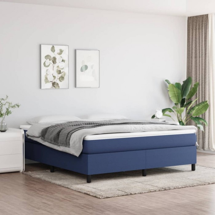 vidaXL Cadru de pat box spring, albastru, 160x200 cm, textil