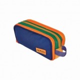 Penar tip Etui, 3 compartimente Neon Albastru/Portocaliu/Verde