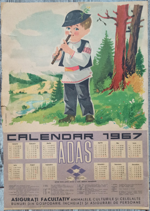 Calendar ADAS 1967, grafica Nicolae Nobilescu