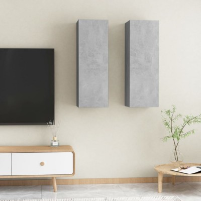 Comode TV, 2 buc., gri beton, 30,5x30x90 cm, lemn prelucrat foto