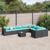 vidaXL Set canapele de grădină cu perne, 10 piese, negru, poliratan 3308324