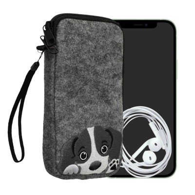 Husa Universala Kwmobile pentru telefon, Marime L - 6.5 inch, Gri/Negru, Textil, KWM000010HJ035C foto
