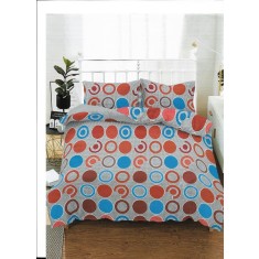 Lenjerie de pat pentru o persoana cu husa de perna dreptunghiulara, Round, bumbac mercerizat, multicolor