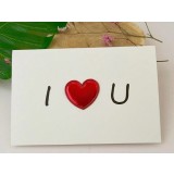 Felicitare 3D cu inimioara reliefata si mesaj de dragoste codificat , Plic alb, 10x15 cm