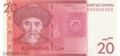 Kyrgyzstan 20 Som 2016 - P-24 UNC !!! foto