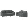 Set de canapele cu perne, 2 piese, gri inchis, material textil