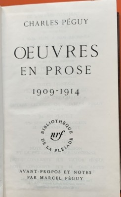 Oeuvres en prose 1909-1914 - Charles Peguy foto