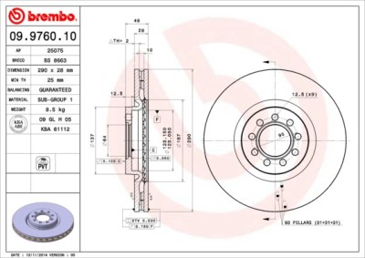 BREMBO 09.9760.10 PRIME LINE Disc frana foto