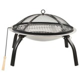 Vatra de foc 2-in-1 cu gratar/vatrai, 56x56x49 cm, otel inoxidabil