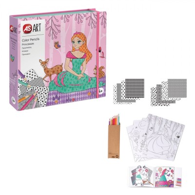 Set Colorat, AS, Creioane Colorate Prințese, Multicolor, 20 Bucăți foto