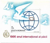 Colita Anul International al Pacii, 1986 - NEOBLITERATA, Nestampilat