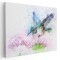 Tablou canvas pictura pasare colibri in zbor, roz, verde, albastru 1106 Tablou canvas pe panza CU RAMA 20x30 cm