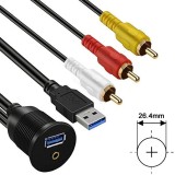 XUC200 Priza incorporata USB AUX Ampire cu cablu de 200 cm, RCA