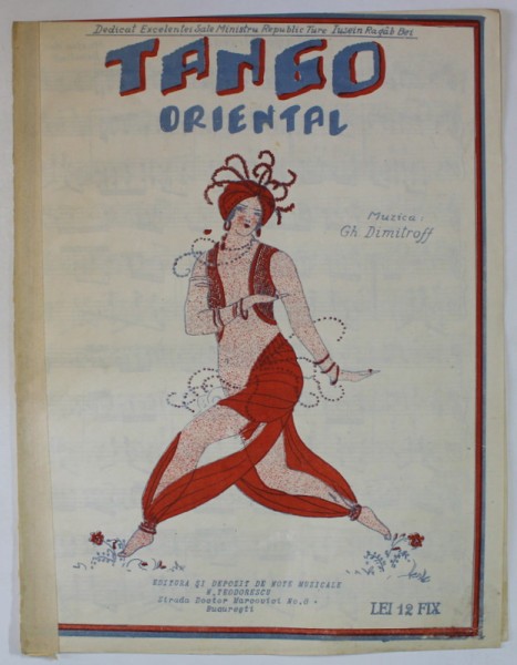TANGO ORIENTAL , muzica de GH. DIMITROFF , INCEPUT DE SEC. XX , PARTITURA