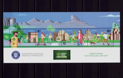 ✅RO 2022 LP 2355a &amp;quot;VINEREA VERDE &amp;bdquo;STOP! AZI MAȘINA STĂ PE LOC!&amp;rdquo;&amp;quot; , colita ,MNH foto
