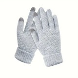 Manusi de dama, flippy, functie touchscreen (ecran tactil), material acril tricotat, manseta elastica, interior catifelat, marime universala, gri