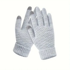 Manusi de dama, flippy, functie touchscreen (ecran tactil), material acril tricotat, manseta elastica, interior catifelat, marime universala, gri