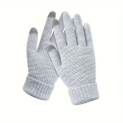Manusi de dama, flippy, functie touchscreen (ecran tactil), material acril tricotat, manseta elastica, interior catifelat, marime universala, gri foto