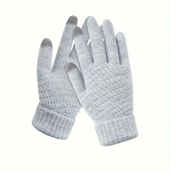 Manusi de dama, flippy, functie touchscreen (ecran tactil), material acril tricotat, manseta elastica, interior catifelat, marime universala, gri