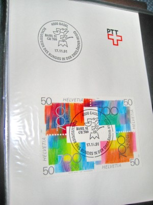 B961-I-Filatelie Timbre Album Elvetia Obliteratiuni speciale 100 bucati. foto