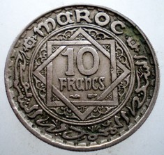 2.362 MAROC MAHOMMED V 10 FRANCS FRANCI 1366/1947 foto