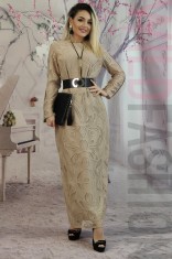 U854-152 Rochie eleganta din plasa cu broderie si curea in tallie