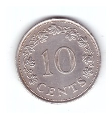 Moneda Malta 10 cents/centi 1972, stare buna, curata
