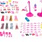 Set 85 haine si accesorii pentru papusi, 3 ani +, Multicolor
