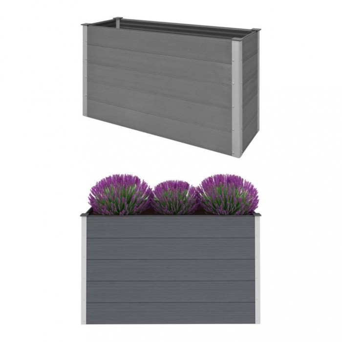 Gossi strat inaltat de gradina, gri, 150 x 50 x 91 cm, wpc