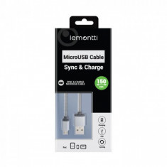 Lemontti Cablu USB MicroUSB Gri 1.5m (impletitura textila) foto