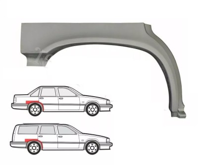 Segment reparatie aripa spate Volvo 850 (Ls/Lw), 06.1991-12.1996, Model : 4 usi, montare spate, dreapta, galvanizat, RapidAuto foto