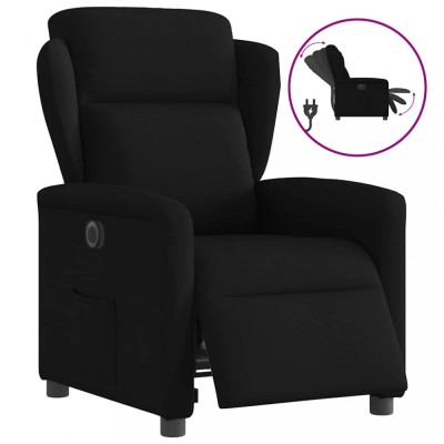 vidaXL Fotoliu rabatabil electric, negru, material textil foto