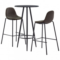 vidaXL Set mobilier de bar, 3 piese, gri &icirc;nchis, material textil