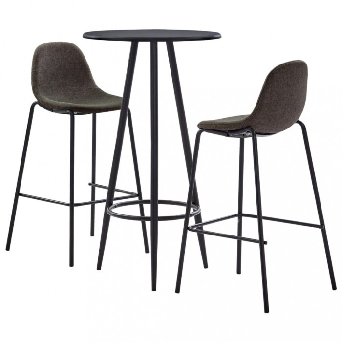 vidaXL Set mobilier de bar, 3 piese, gri &icirc;nchis, material textil 3051125