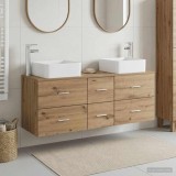 Cumpara ieftin Set dulap baie 3 buc. Stejar Artizanal 129 x 41 x 80 cm