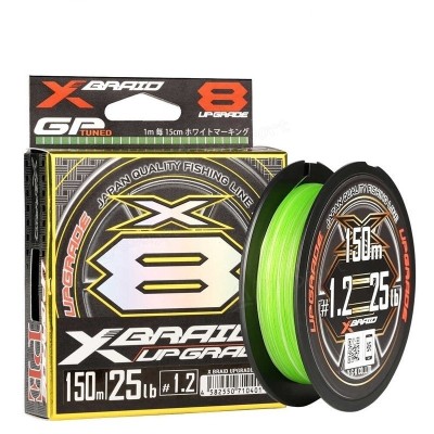 Fir textil YGK X-Braid X8 Upgrade PE Fluo Green 0.185mm 11.34kg 150m foto