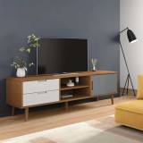 Cumpara ieftin Dulap TV &bdquo;MOLDE&rdquo; maro, 158x40x49 cm, lemn masiv de pin