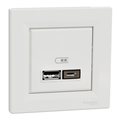 Priza USB tip A+C 2.4A Schneider Asfora alb EPH2700321 foto