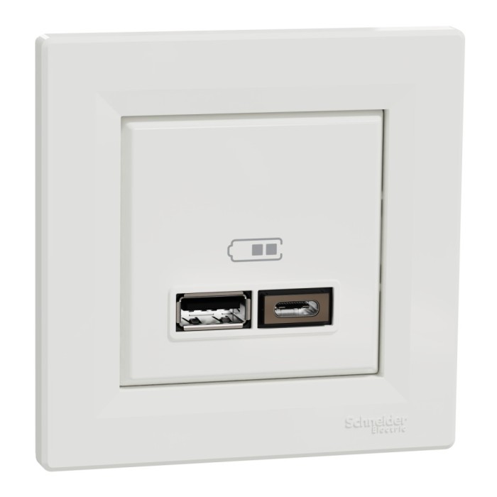 Priza USB tip A+C 2.4A Schneider Asfora alb EPH2700321