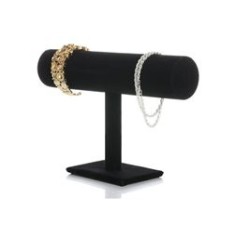 Suport bijuterii/ceasuri, piele &icirc;ntoarsă, negru, 23 cm