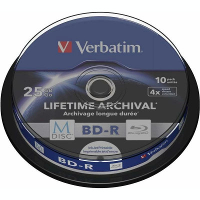 BD-R VERBATIM 25GB 10 buc spindle printabil MDISC Lifetime Archival 43825 foto