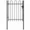 vidaXL Poartă de gard cu o ușă, v&acirc;rf arcuit, negru, 1 x 1,2 m, oțel