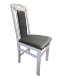 Scaun de living si bucatarie SB Tim, din lemn masiv fag, tapiterie stofa, lacuit, 120 kg, 96x43x40 cm, Alb/Gri