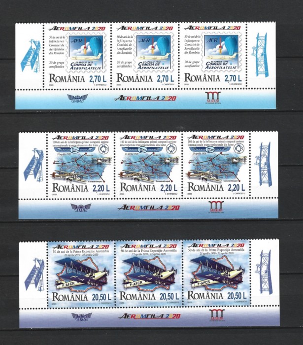 ROMANIA 2020 - AEROMFILA 2020, STRAIF DIN MINICOLI (2), MNH - LP 2281