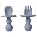 Set tacamuri pentru autodiversificare, protectie anti-inec, silicon, rezistent la cazaturi + 4 luni, Cutlery blue